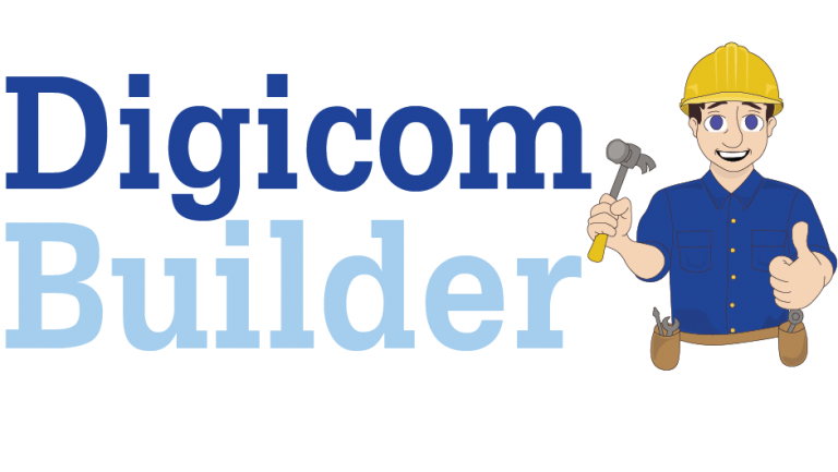 digicom builder logo with doug in a hard hat